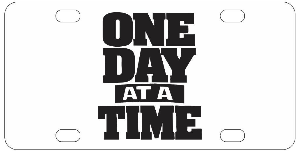 Recovery - One Day At A Time - License Plate