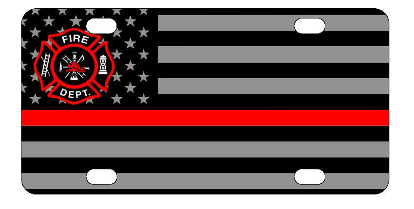 Firefighter Red Line License Plate