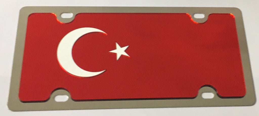 Turkey Flag Stainless Steel License Plate