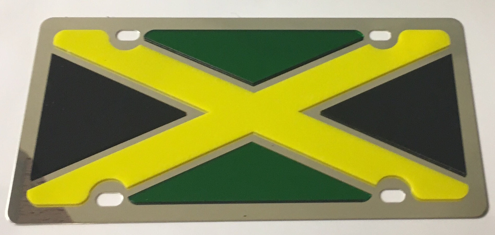 Jamaica Flag Stainless Steel License Plate Custom Creations