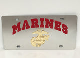U.S. Marine Corps Logo Stainless Steel License Plate