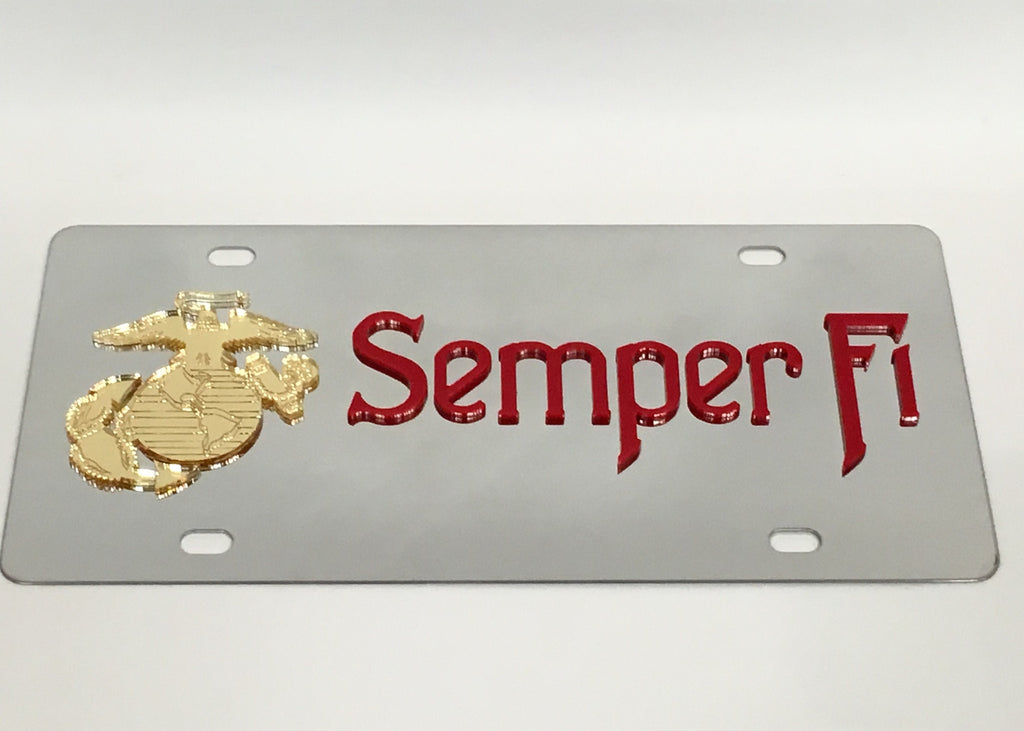 U.S. Marine Corps Semper Fi Stainless Steel License Plate