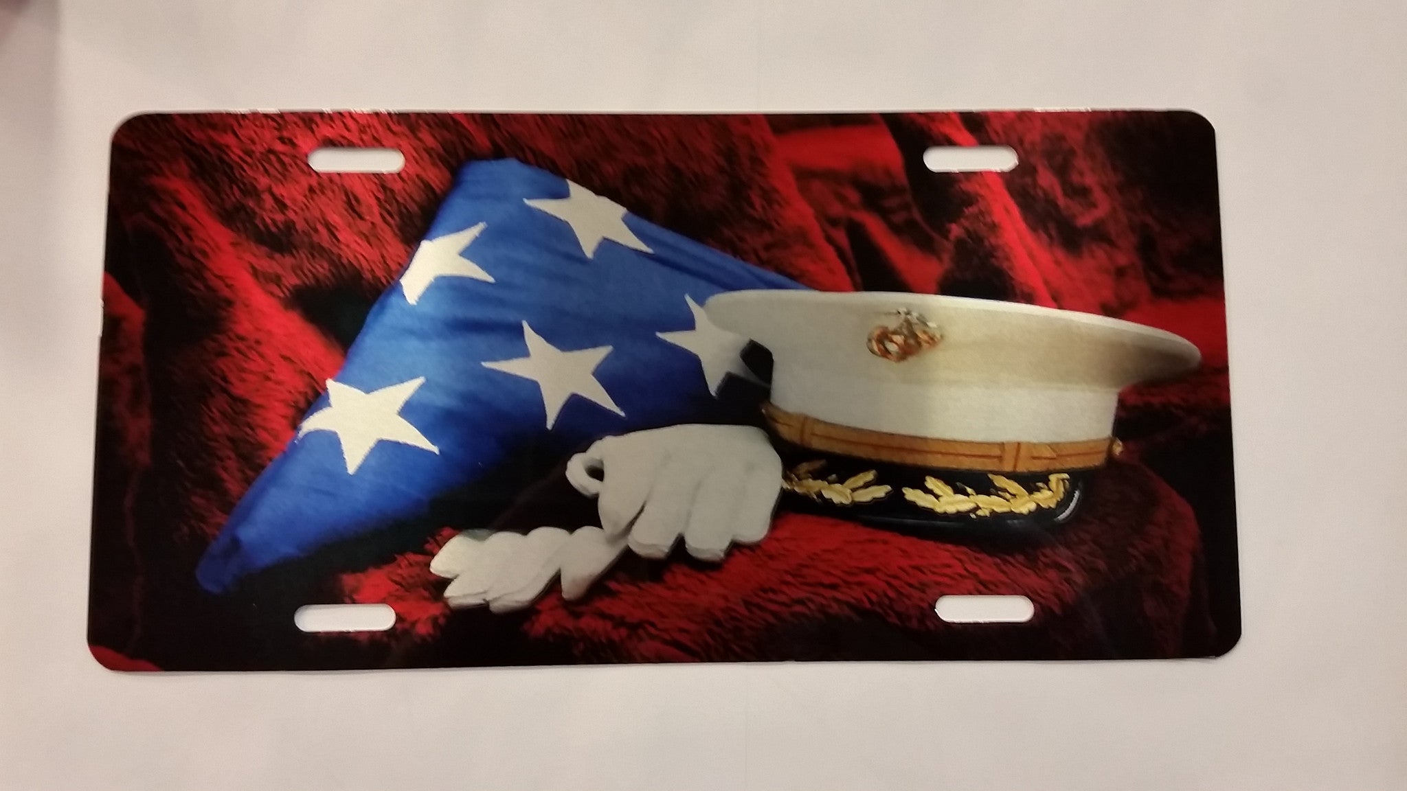 U.S. Marine Corps Flag/Memorial License Plate
